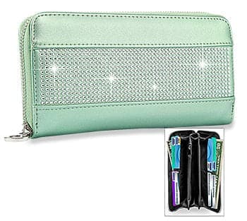 Sparkling Stone Accordion Wallet - Mint